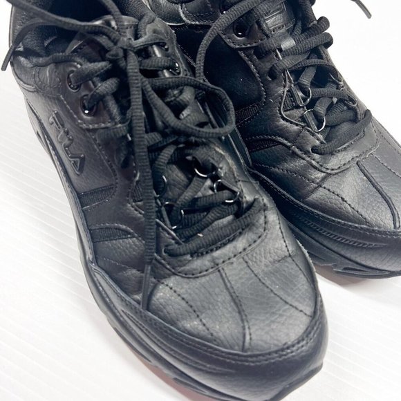 FILA womens Memory Workshift Slip Resistant Shoe Size 9 Black Leather Lace Up - Picture 5 of 12